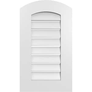 16 in. x 26 in. Arch Top Surface Mount PVC Gable Vent: Decorative with Standard Frame