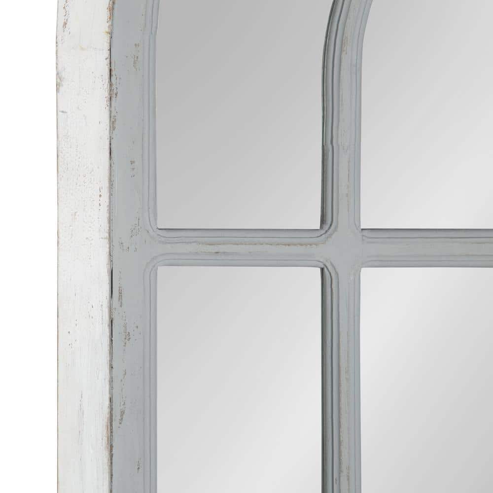 Boldmere 42" Gray and White Wood Windowpane Mirror