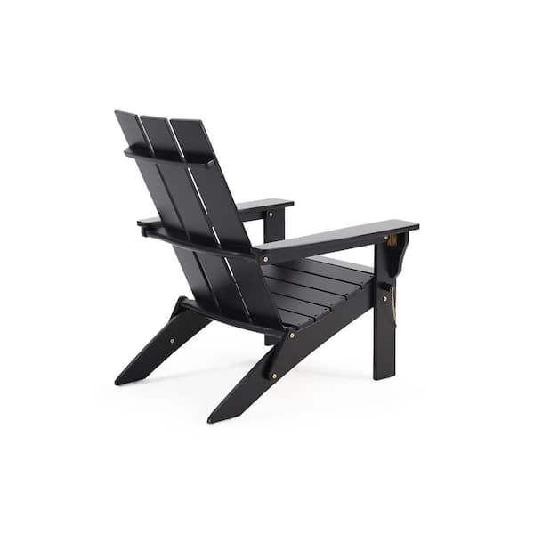 Classic Black Folding Wood Adirondack Chair