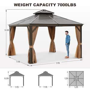 12 ft. x 12 ft. Outdoor Galvanized Steel Gazebos with Netting and Curtains