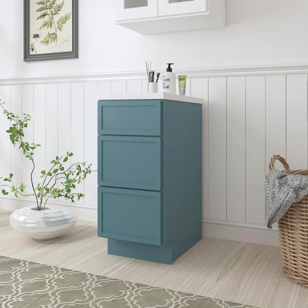 Vanity Art 15 in. W x 21 in. D x 32.5 in. H 3-Drawer Bath Vanity Cabinet Only in Sea Green
