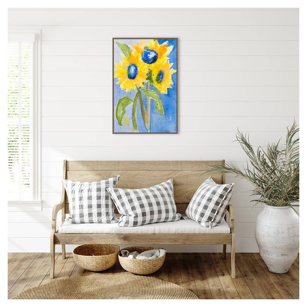 Sunflowers Abstract Canvas Print with Bronze Frame, 23"x33"