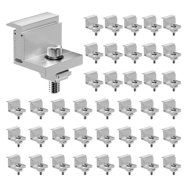 VEVOR Solar Panel Z Mounting Brackets, 35-50mm Adjustable Solar Panel End Clamps, Lightweight Anodized Aluminum