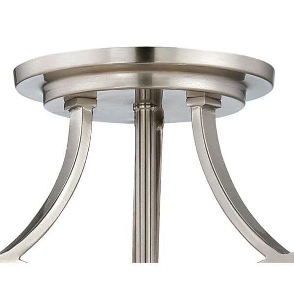 Overland Park Brushed Nickel 3-Light Semi-Flush Mount with Etched White Glass