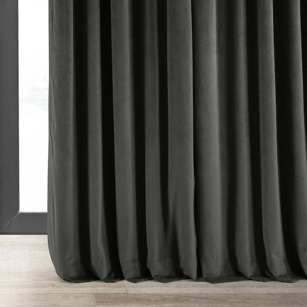 luxury American flannel grey thick velvet cloth blackout curtain drape C918