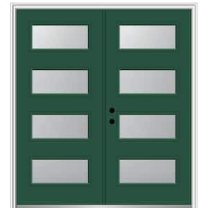 72 in. x 80 in. Celeste Right-Hand Inswing 4-Lite Frosted Painted Fiberglass Smooth Prehung Front Door 4-9/16 in. Frame