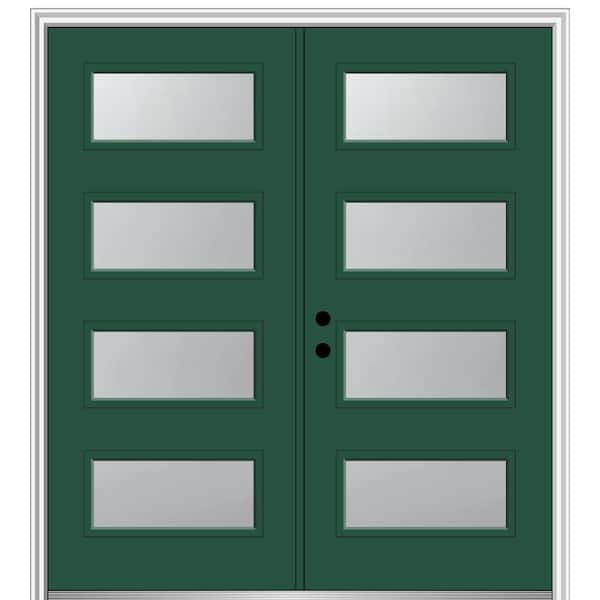 MMI Door 72 in. x 80 in. Celeste Right-Hand Inswing 4-Lite Frosted Painted Fiberglass Smooth Prehung Front Door 4-9/16 in. Frame
