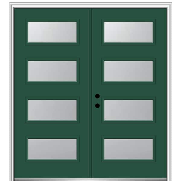 MMI Door 72 in. x 80 in. Celeste Right-Hand Inswing 4-Lite Frosted Painted Fiberglass Smooth Prehung Front Door 6-9/16 in. Frame