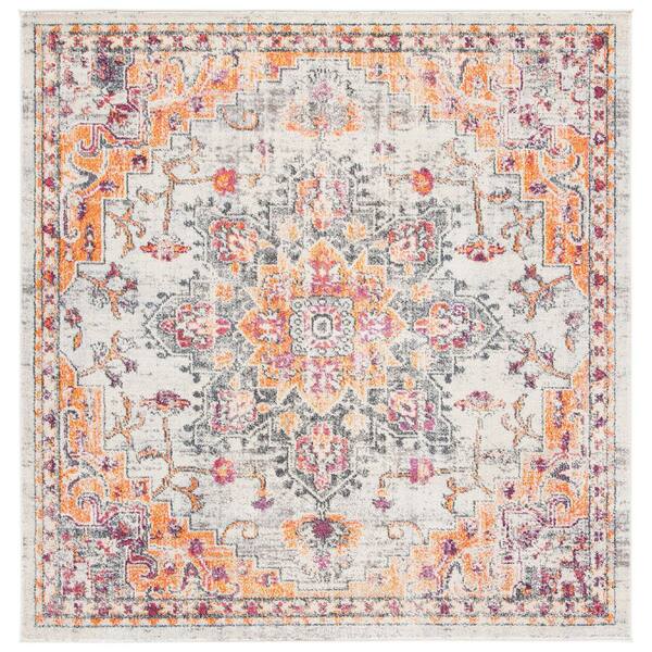 SAFAVIEH Madison Beige/Orange 8 ft. x 8 ft. Border Geometric Floral