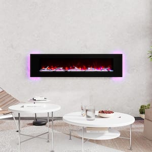 72 in. Wall Mounted Infrared Electric Fireplace in Black with Multi-Color Flame and CSA Certification