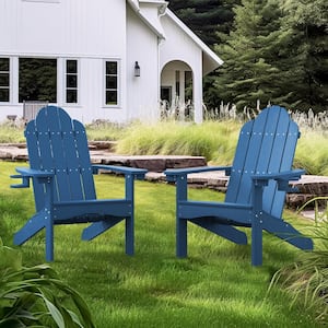Belinda Blue Recycled Plastic Poly Weather Resistant Outdoor Patio Adirondack Chair For Outdoor Patio Fire Pit(2-pack)