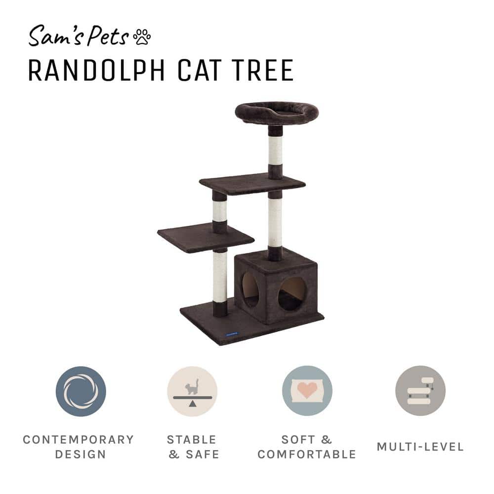 Randolph 43" Brown Plush Multi-Tier Cat Tree