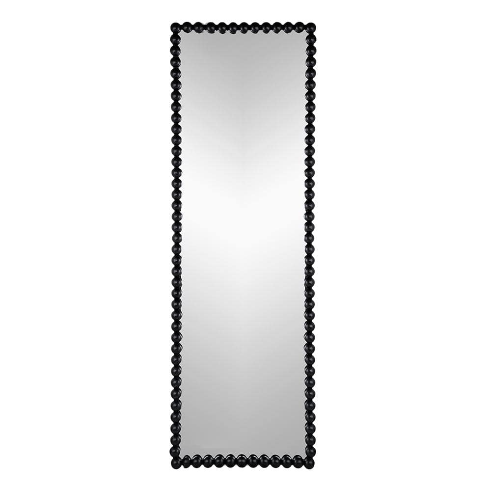 23 in. W x 72 in. H Rectangular Framed Black Beaded FullLength Leaning