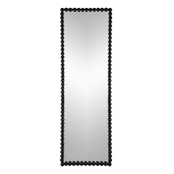 23 in. W x 72 in. H Rectangular Framed Black Beaded FullLength Leaning