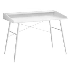 COMPUTER DESK - SMALL HUTCH / 2 STORAGE CUBBIES / 1 SHELF - 48"L - WHITE / WHITE