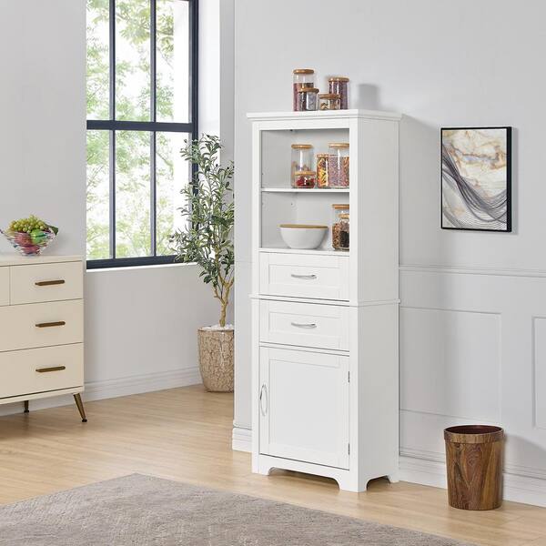 FUNKOL 23.63 in. L x 11.82 in. W x 60 in. H in Gray Ready to Assembly MDF Rectangle Base Kitchen Cabinet