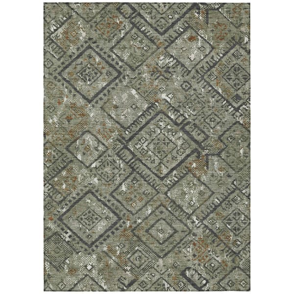 Chantille Machine Washable Indoor/Outdoor Abstract ACN2470 Basil 9 ft. x 12 ft. Area Rug