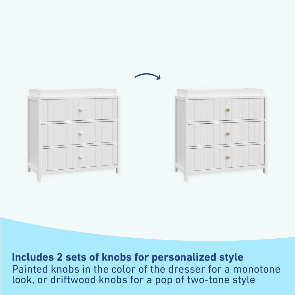 White 3-Drawer Chest with Changing Table Topper