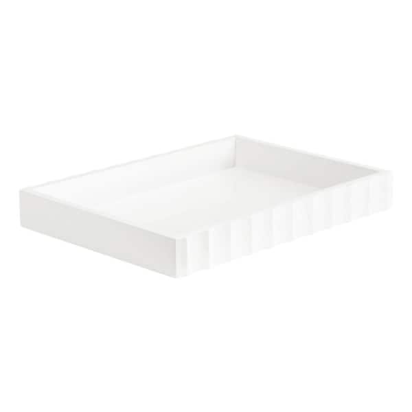 Kate and Laurel Lissi White Rectangle Wooden 16 in. Decorative Tray