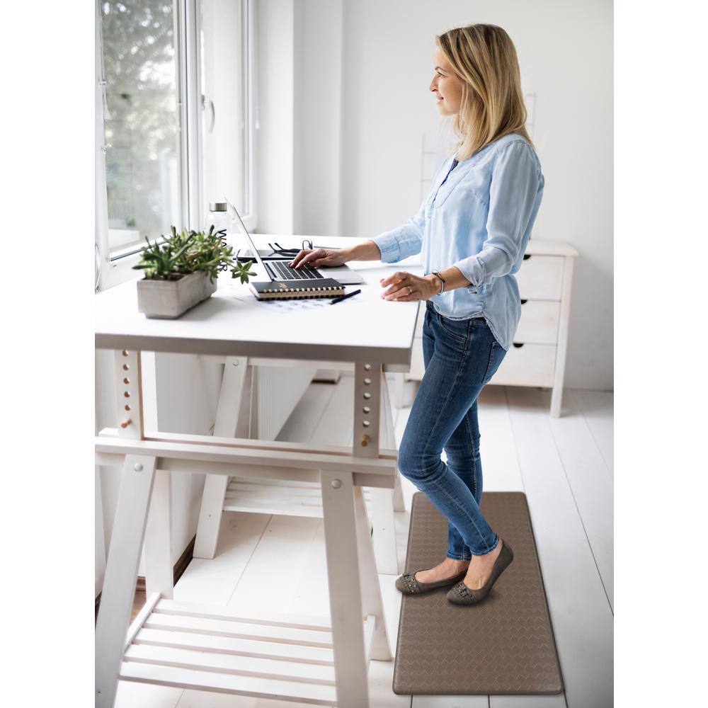 Mocha Basketweave Anti-Fatigue Kitchen Mat 17.5" x 48"