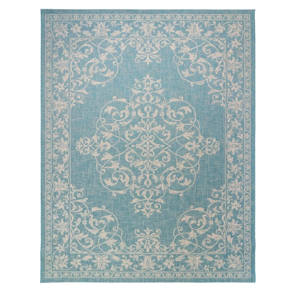 Paseo Oasis Green Synthetic 8' x 10' Reversible Flatweave Rug