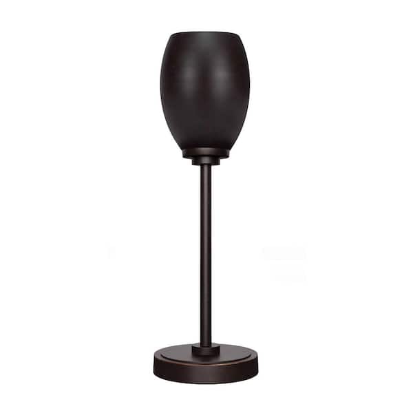 Unbranded Quincy 17.26 in. Dark Granite Accent Lamp With Glass Shade