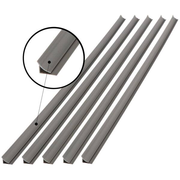 Fasade® 4' PVC Argent Silver Large Profile Inside Corner Trim - 5 Pack