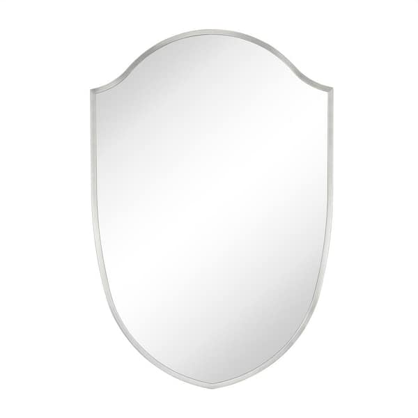 20 in. W x 30 in. H Irregular Arched Metal Framed Bathroom Wall Mirror in Brushed Nickel
