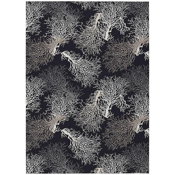 Surfside Black 5 ft. x 7 ft. 6 in. Geometric Indoor/Outdoor Area Rug