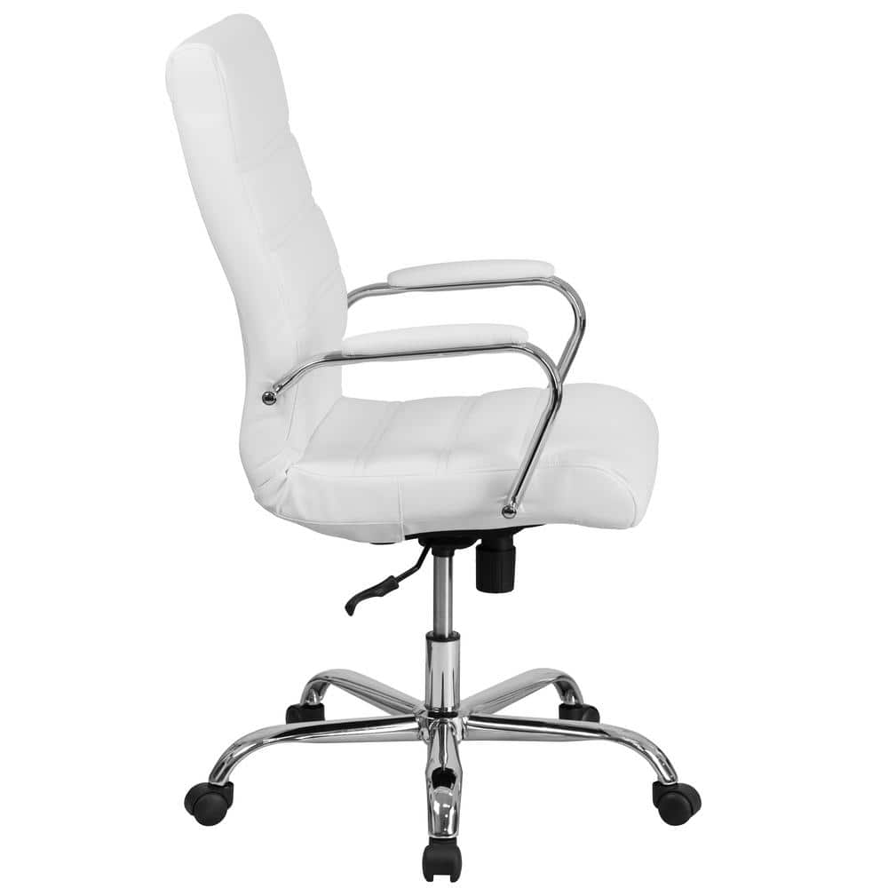 White Leather High-Back Ergonomic Executive Swivel Chair