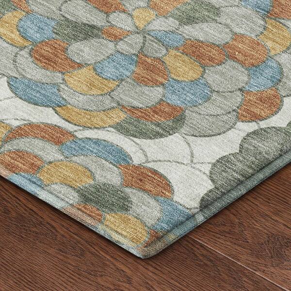 Mayfield Premium Machine Washable Abstract AMF2466 Basil 9 ft. x 12 ft. Area Rug