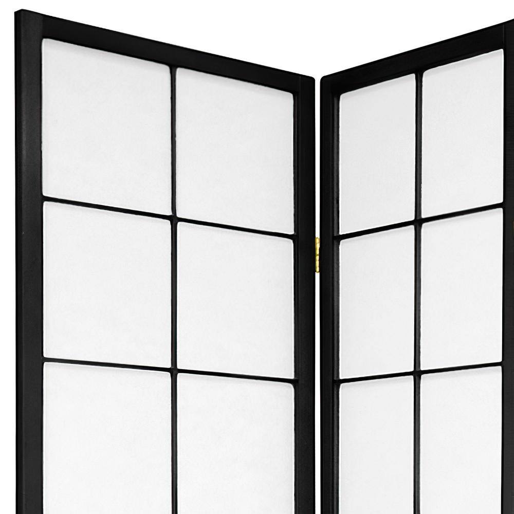 Black 3-Panel Shoji Screen with Spruce Frame