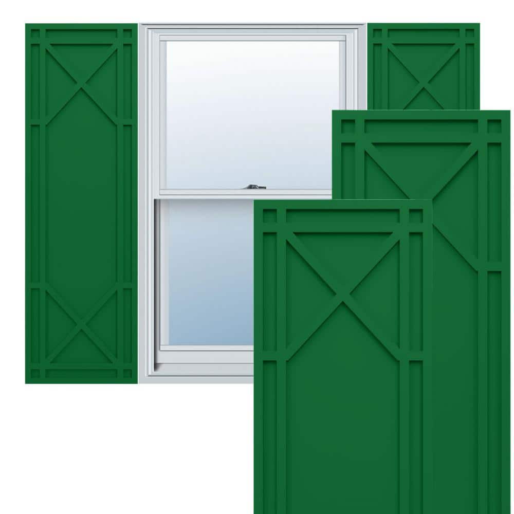 True Fit PVC 15 in. W x 74 in. H Raised Panel Vinyl Shutters Pair in Viridian Green price history on PriceWatchPro