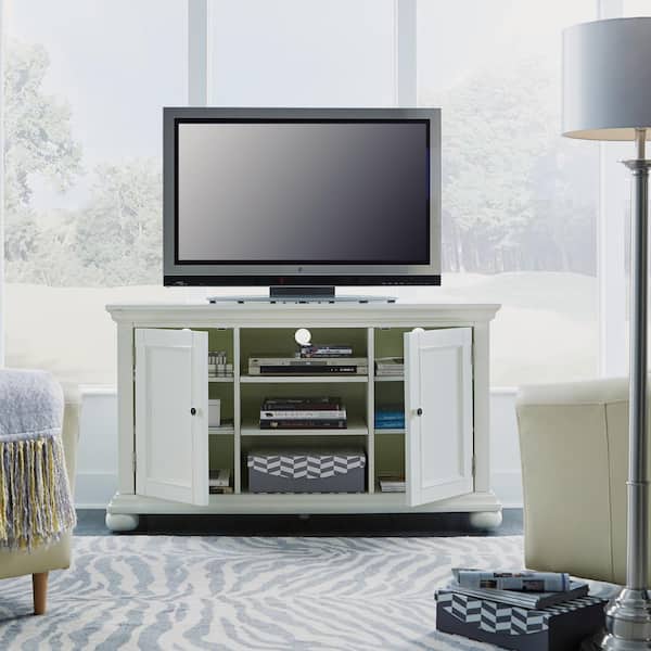 Dover 56 in. White Wood TV Stand Fits TVs Up to 60 in. with Storage Doors
