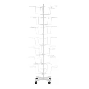 7-Tiers 35-Hats Adjustable Hat White Metal Storage Rack Display Stand with 4-Wheels for Retail Store