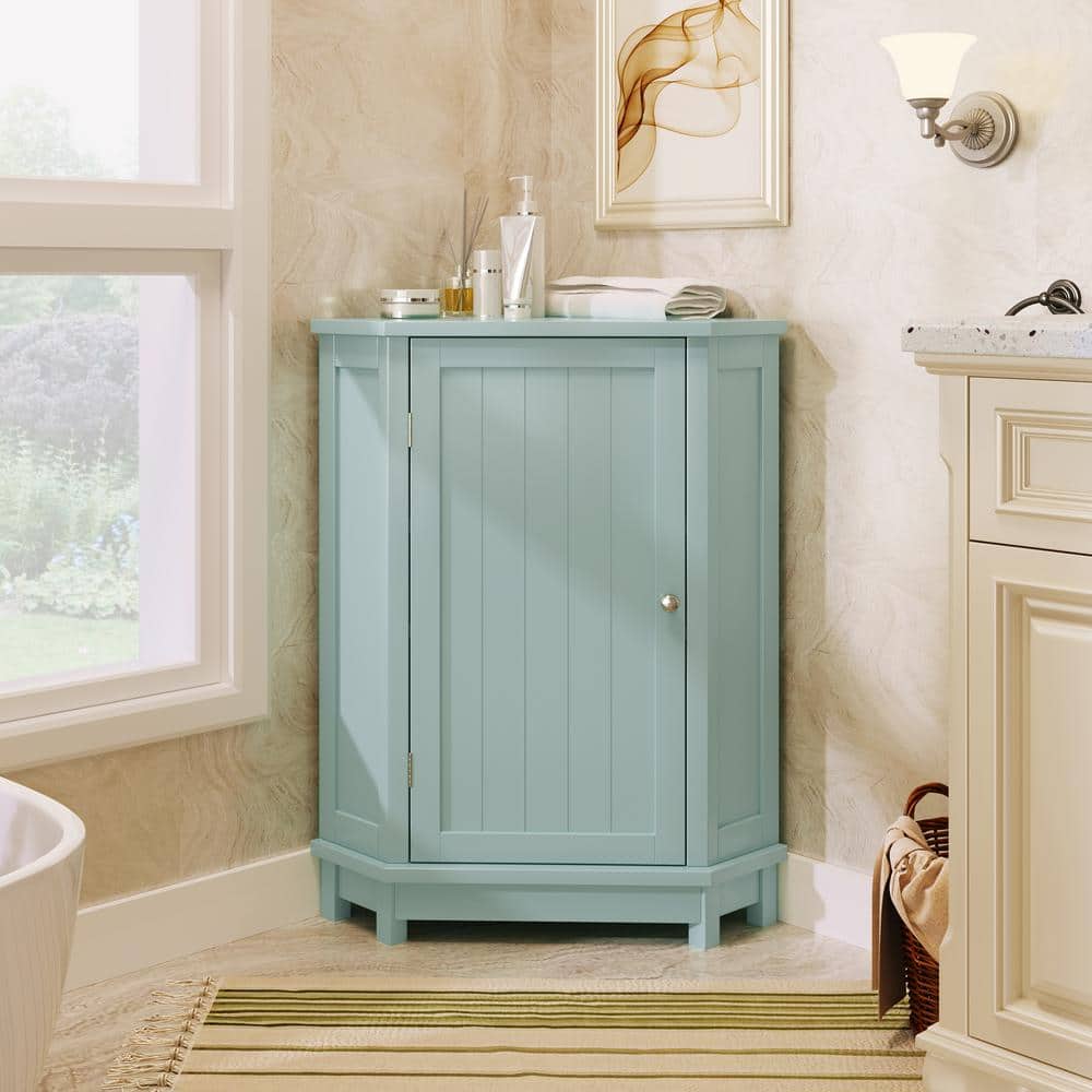 18 in. W x 18 in. D x 31 in. H Green Linen Cabinet with Adjustable Shelves