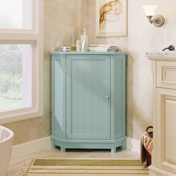 Unbranded 18 in. W x 18 in. D x 31 in. H Green Linen Cabinet with Adjustable Shelves