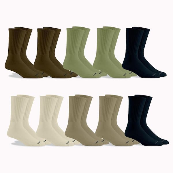TUFF TREK Men 10-13 Assorted Color Cotton Blend Crew Work Sock (10-Pack)