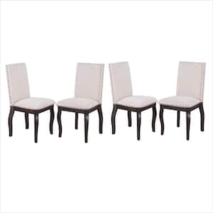 Espresso Wood Dining Chairs with Nailhead (Set of 4)