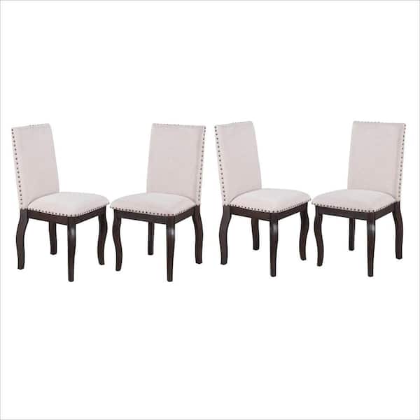 Maincraft Espresso Wood Dining Chairs with Nailhead (Set of 4)