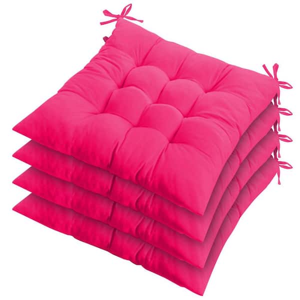 Non-Waterproof Red Square Outdoor Seat Cushion (4-Pack)