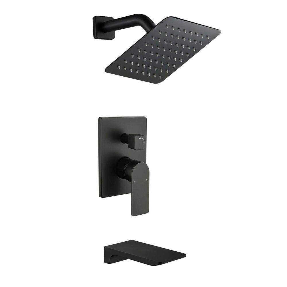 Single Handle 1-Spray Wall Mount Tub and Shower Faucet 1.8 GPM Brass 8 Inch Shower System in Matte Black Valve Included price history on PriceWatchPro