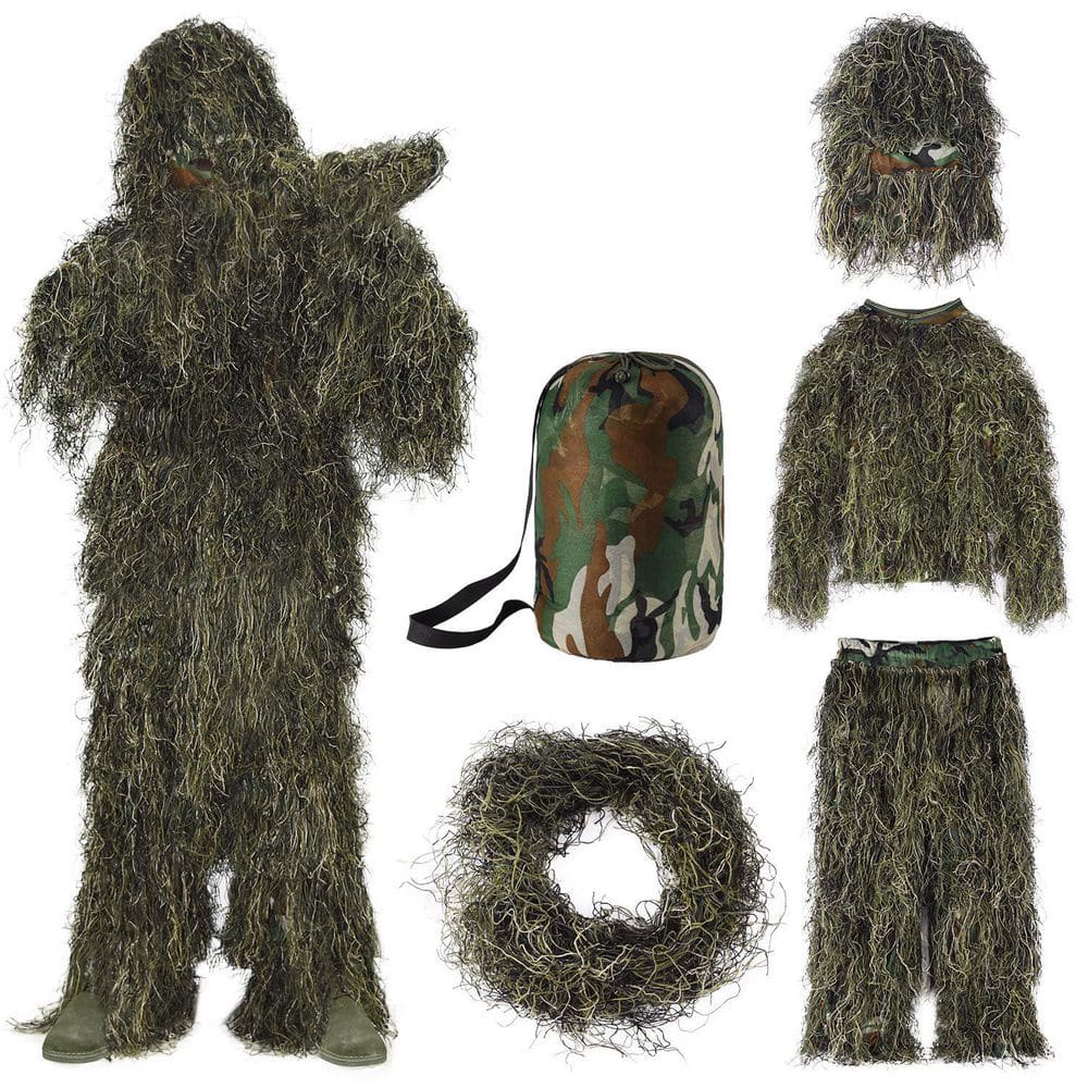 5-in-1 Ghillie Suit, 3D Camouflage Hunting Gear for Adults and Youth, Jacket, Pants, Hood and Carry Bag, M-XXL Size price history on PriceWatchPro