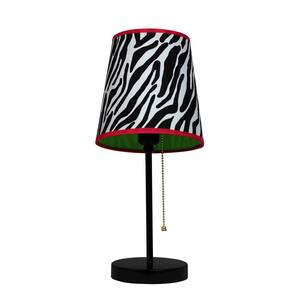 15 in. Black and Pink Zebra Fun Prints Table Lamp