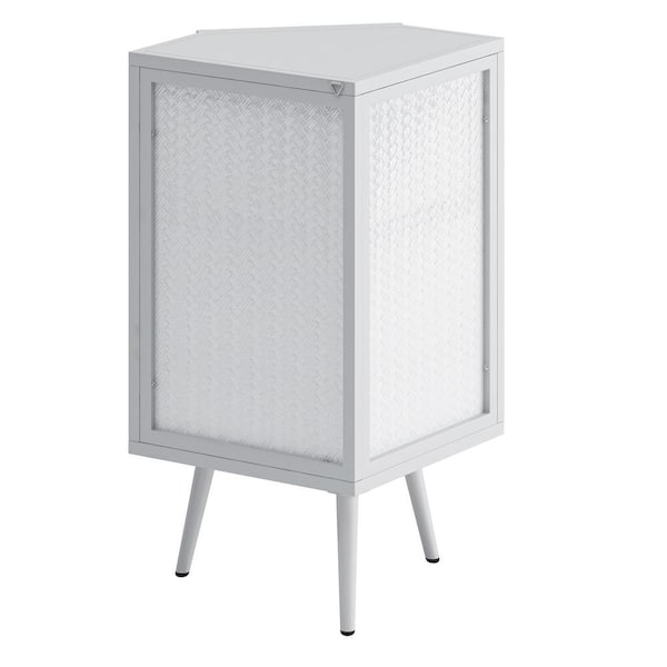 22.25 in. W x 16.54 in. D x 31.5 in. H White Floor Coner Linen Cabinet with Tempered Glass Door