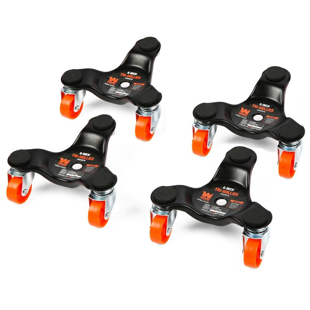 Set of 4 Solid Steel 165-Pound Capacity Easy-Move Tri-Dollies