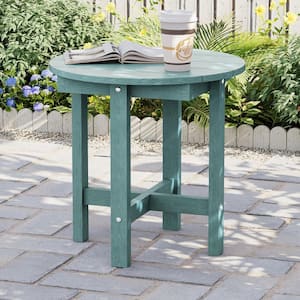 JOYESERY Round Weather Resistant HDPE Outdoor Side Table in Light