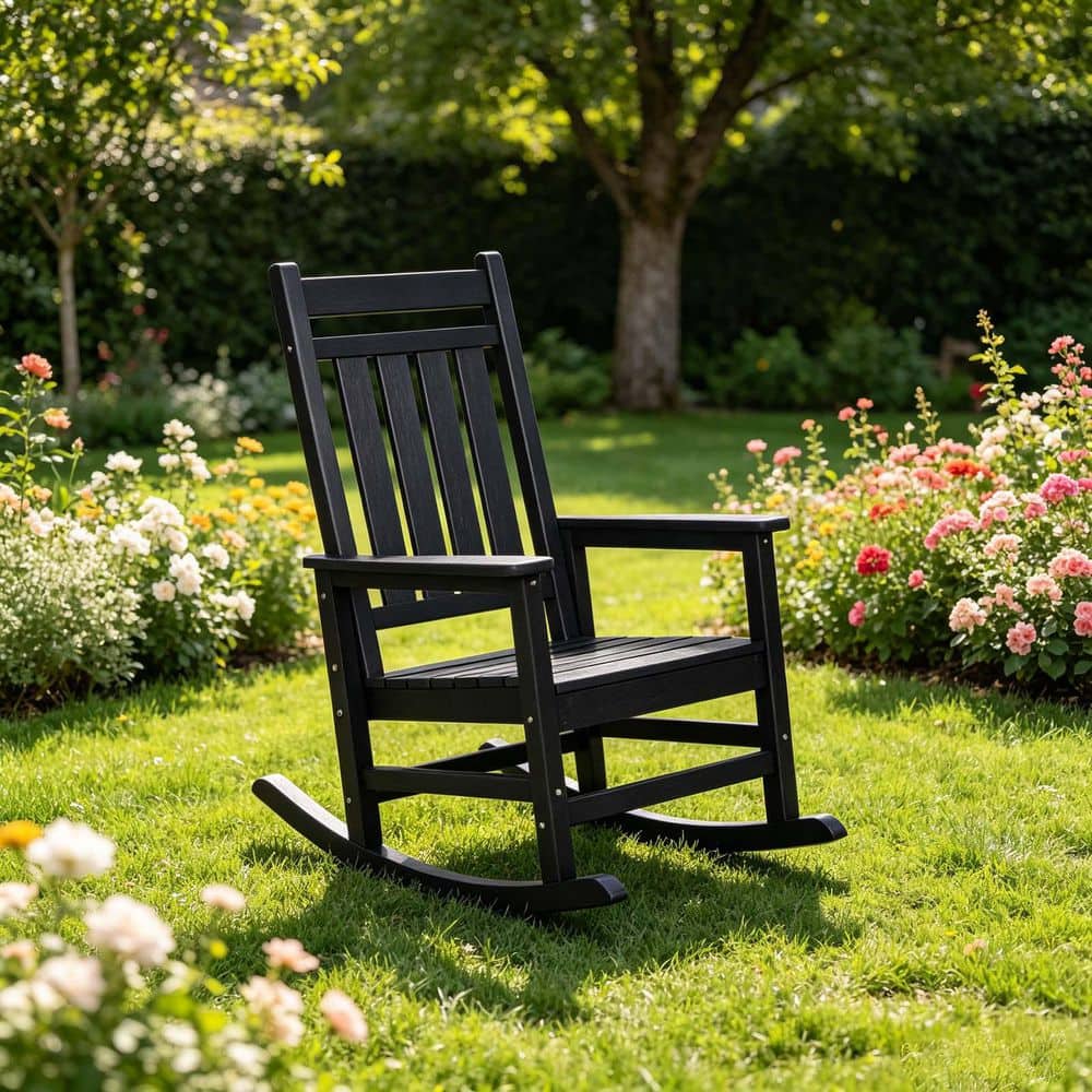 Plastic Patio Outdoor Rocking Chair, Fire Pit Adirondack Rocker Chair ...