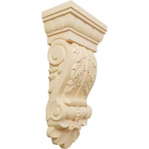 5 1/8 in. x 2 3/4 in. x 9 3/4 in. Unfinished Wood Maple Thin Flowing Acanthus Corbel