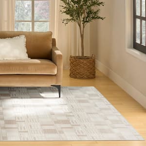 Nordic Ivory Beige 8 ft. x 10 ft. Geometric Contemporary Area Rug